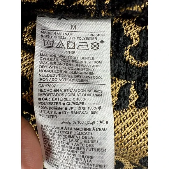 OLD NAVY Black Gold Brocade Jacquard Collarless Jacket Blazer‎ Women Size M - Picture 7 of 15